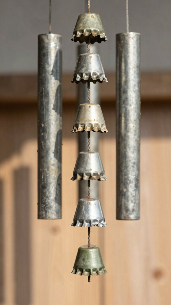 upcycled bottle cap wind chimes
