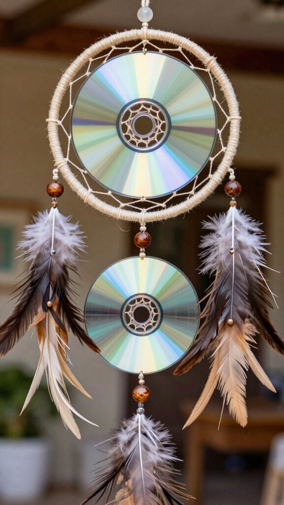 upcycled cd dreamcatcher centerpiece