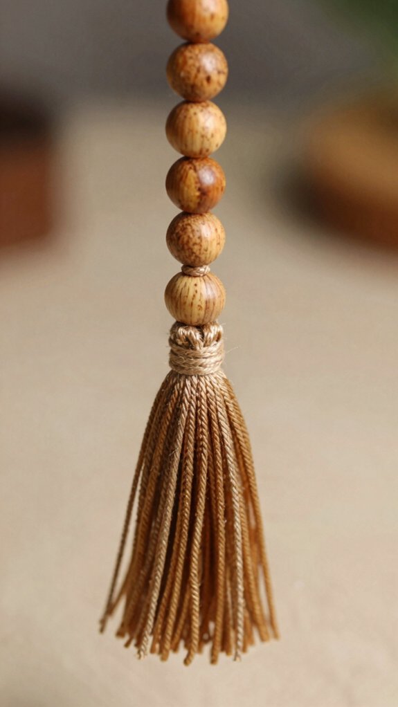 wooden bead tassel keychain