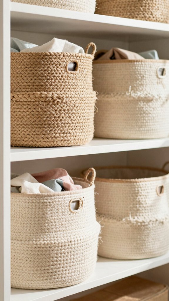 woven baskets with diy labels