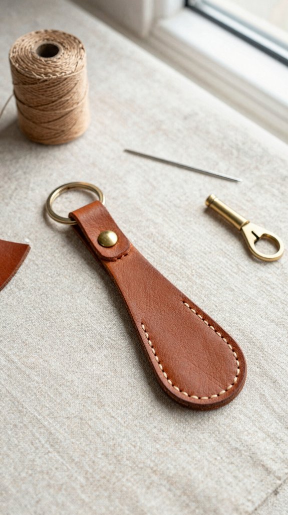 1 inch leather wristlet keychain