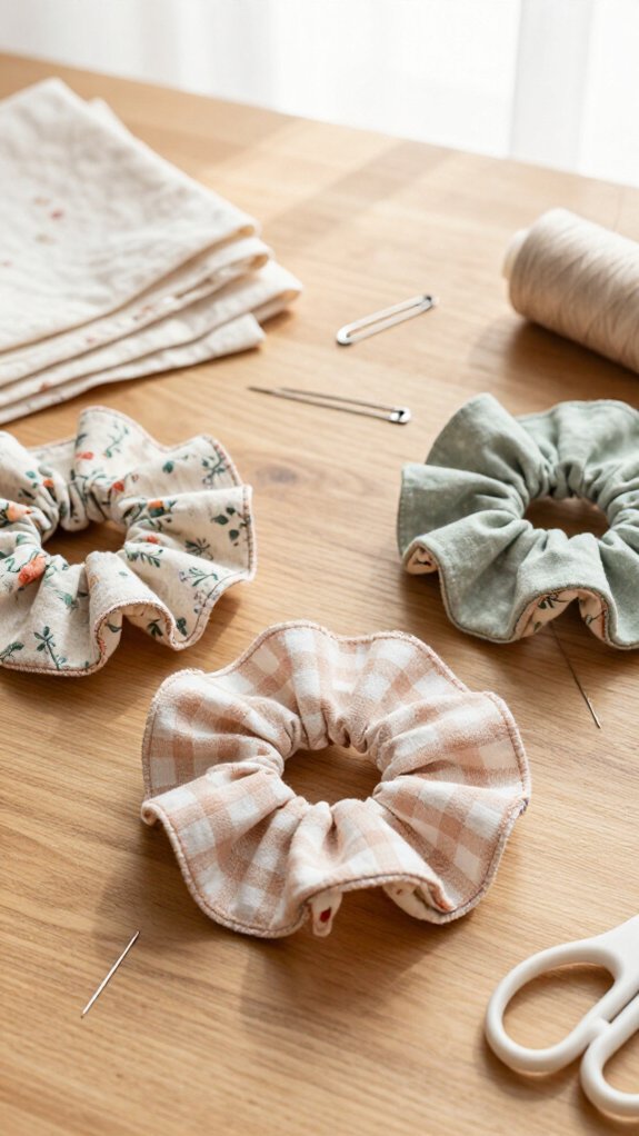 beginner diy fabric scrunchies