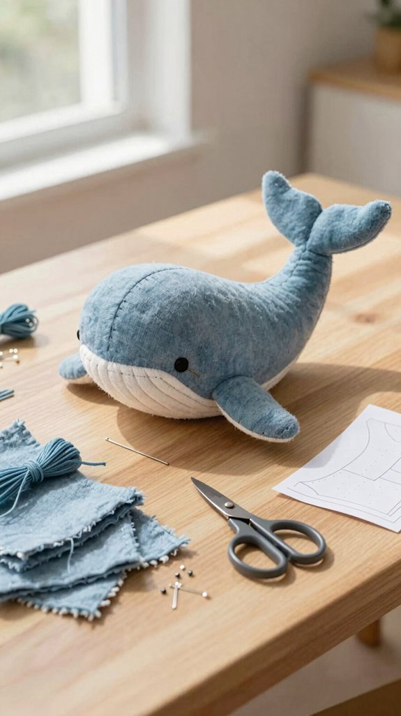 beginner friendly whale cuddle plush