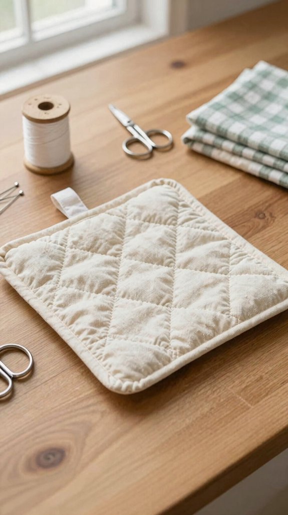 beginner quilted pot holder binding