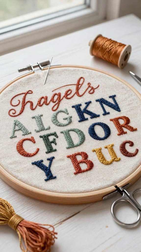 bold thick stroke embroidery lettering