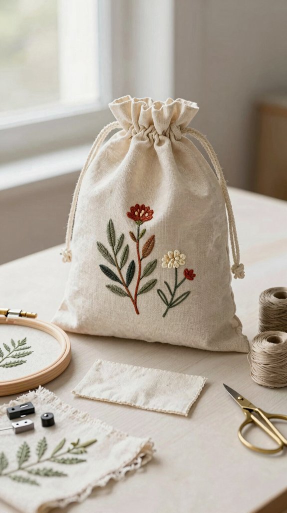 botanical hand stitched leaf logo