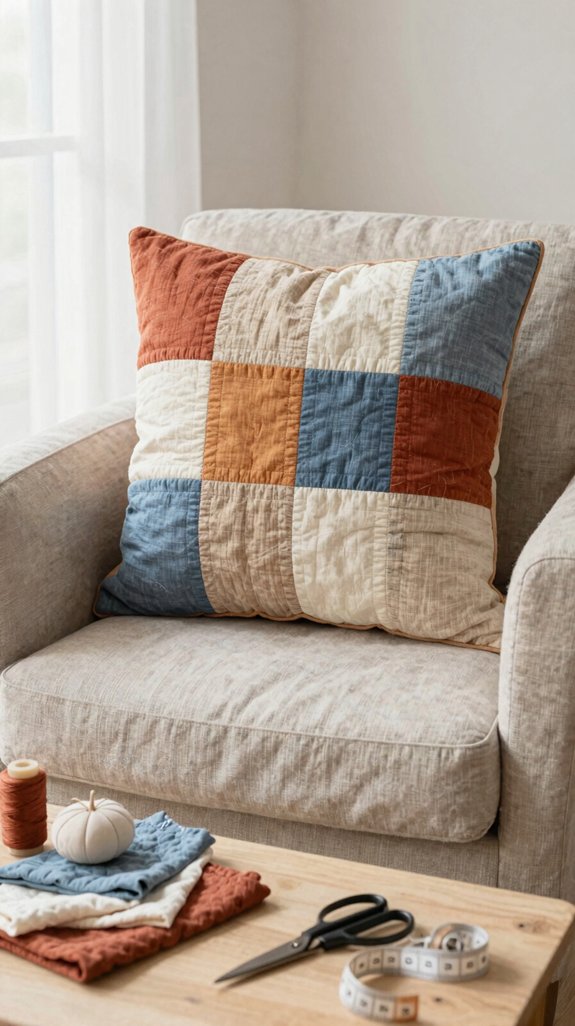 boutique patchwork cotton cushion