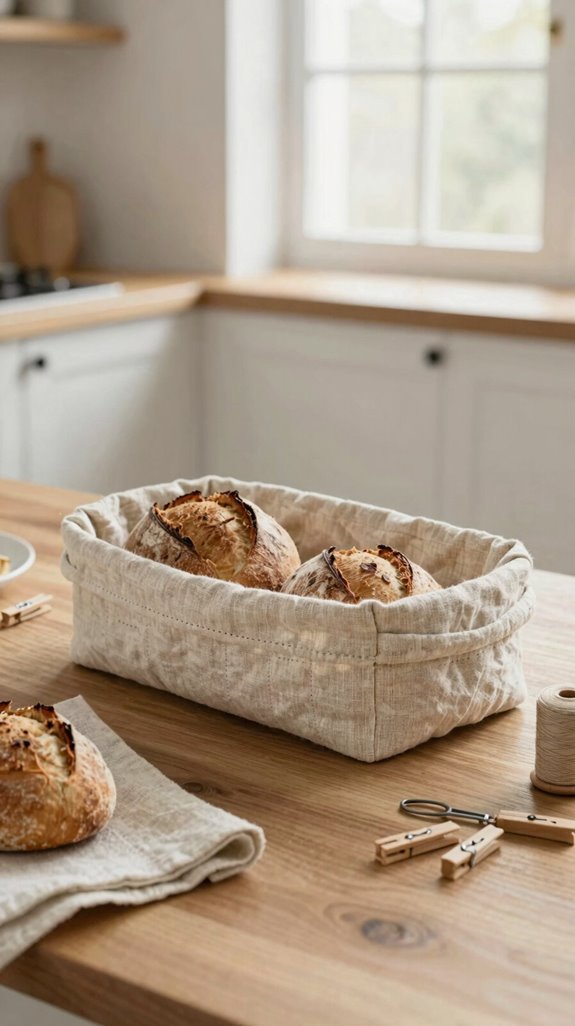 boxed corner linen bread basket