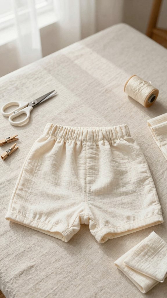 breezy diaper friendly muslin shorts
