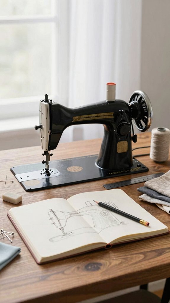 brushed metal vintage sewing machine