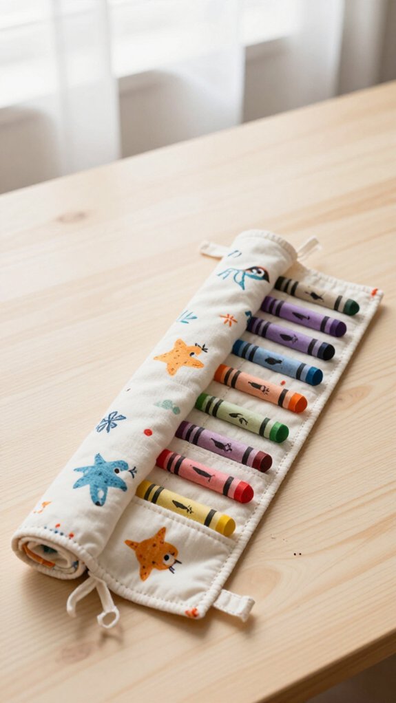 cheerful crayon roll organizer