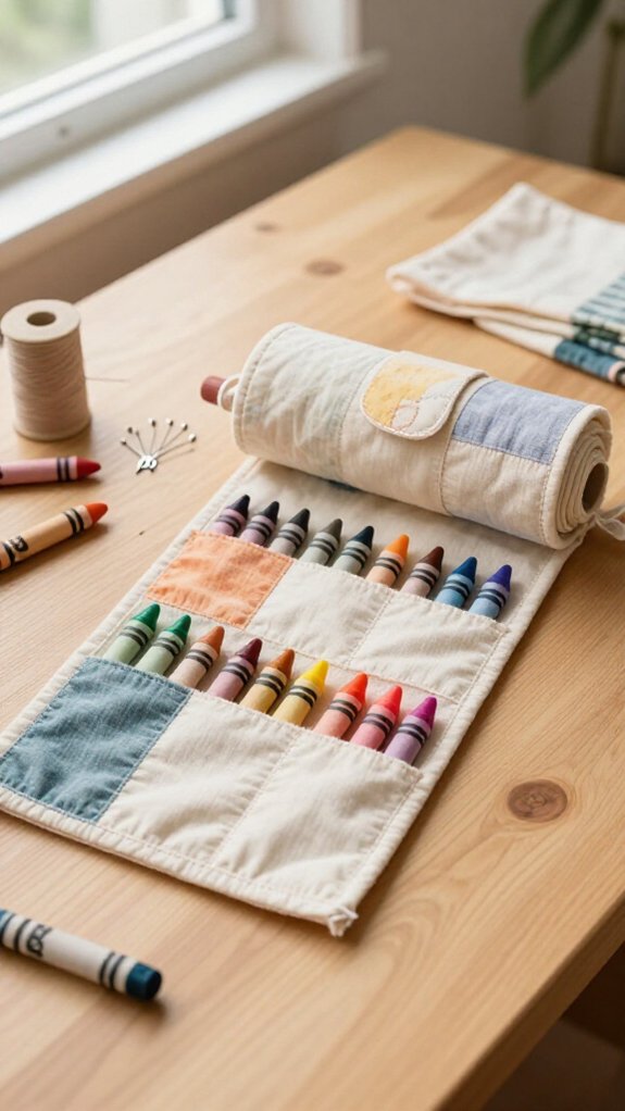 cheerful fabric crayon organizer