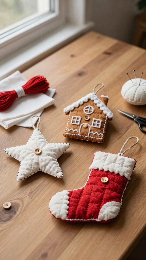 cheerful fabric scrap ornaments