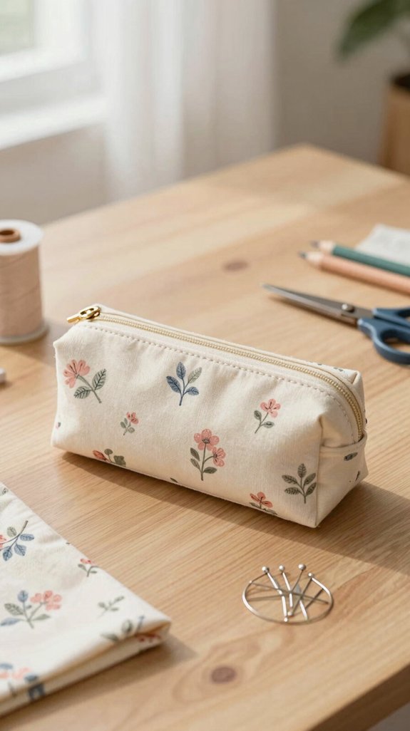 cheerful floral zipper pencil case