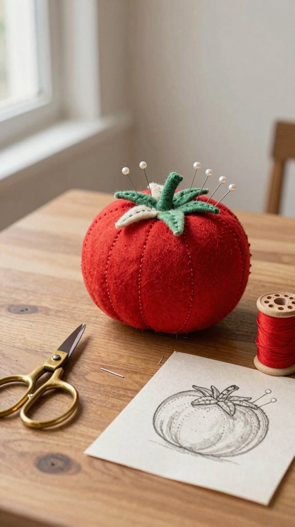 cheerful rounded pin cushion sketch