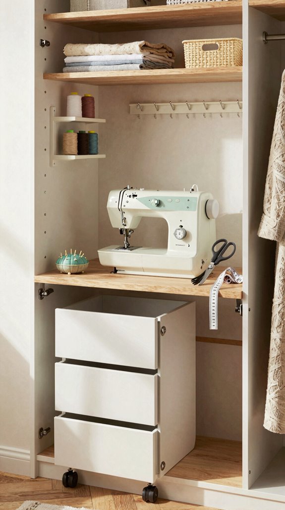 closet sewing declutter station