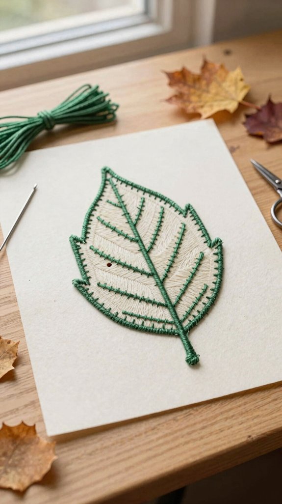 colorful stitched leaf veins