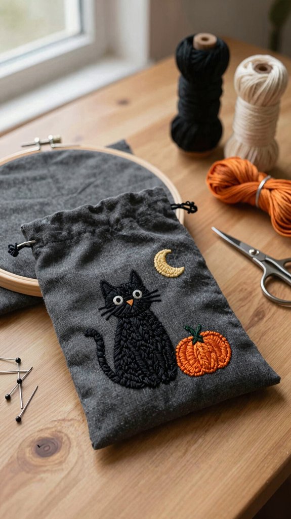 cottage goth embroidery crescent moon