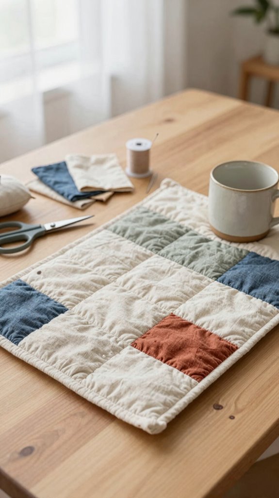 cozy beginner quilted mug rug