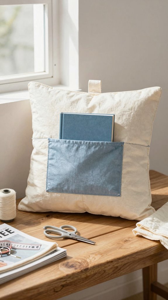 cozy reading pillow with pocket
