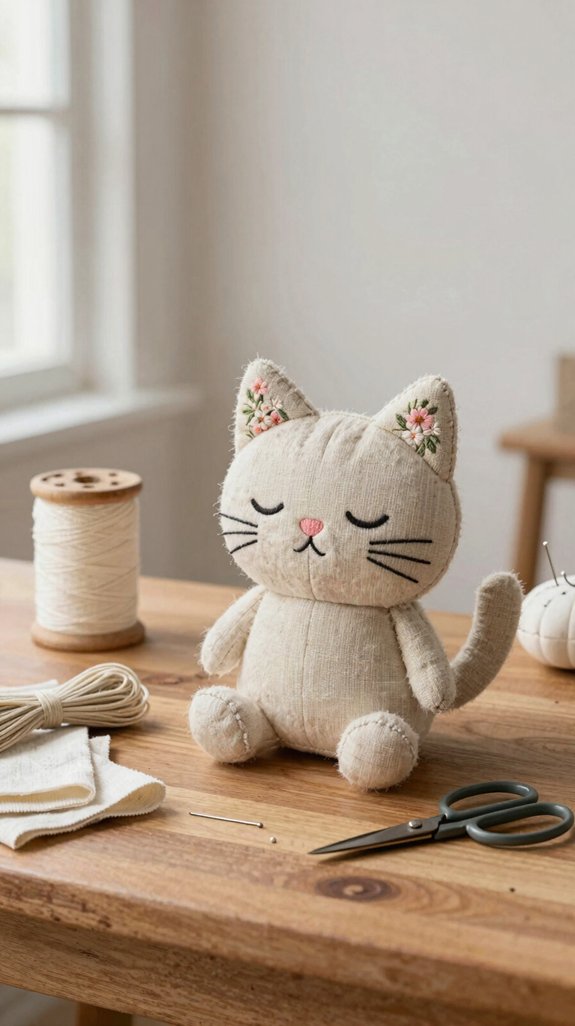 cuddly cat plush from scraps