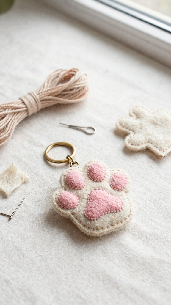 cute cat paw keychain charm