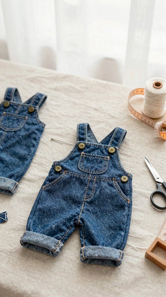denim overalls with doll fit