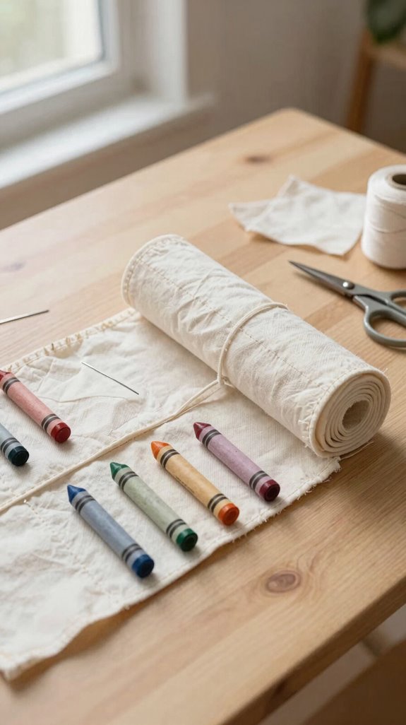 easy fabric crayon pockets roll