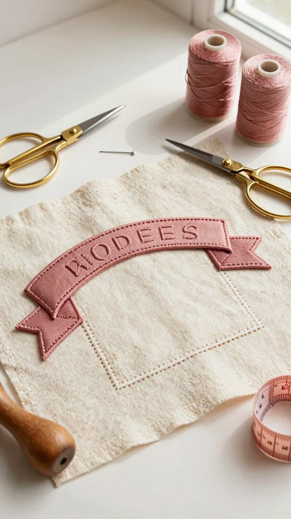 elegant sewing brand ribbon badge