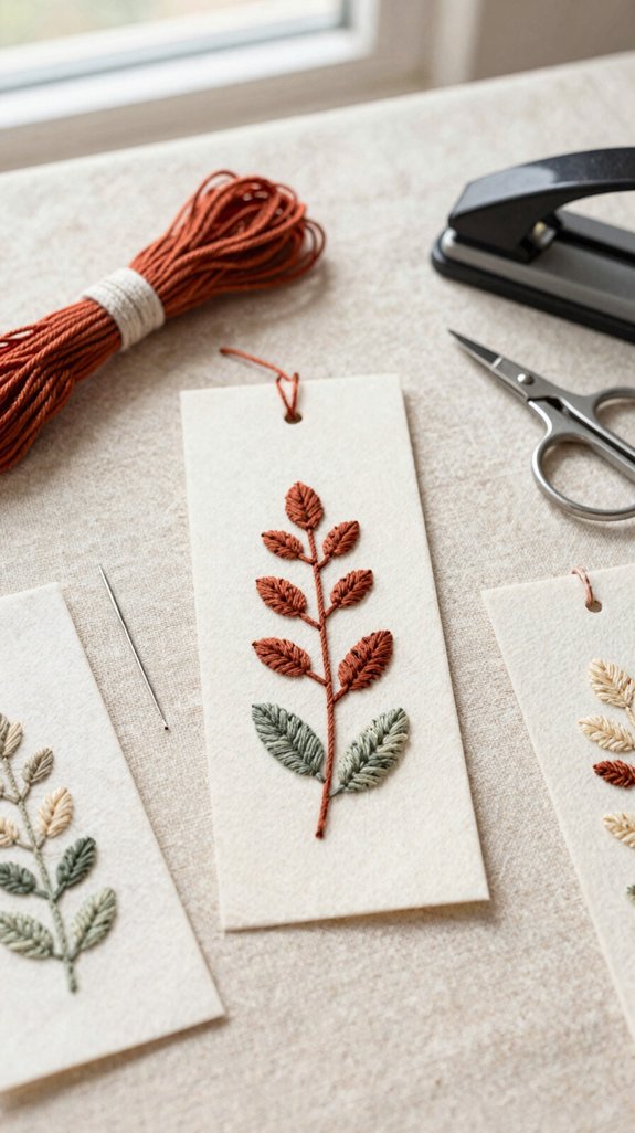 embroidered bookmarks from cardstock