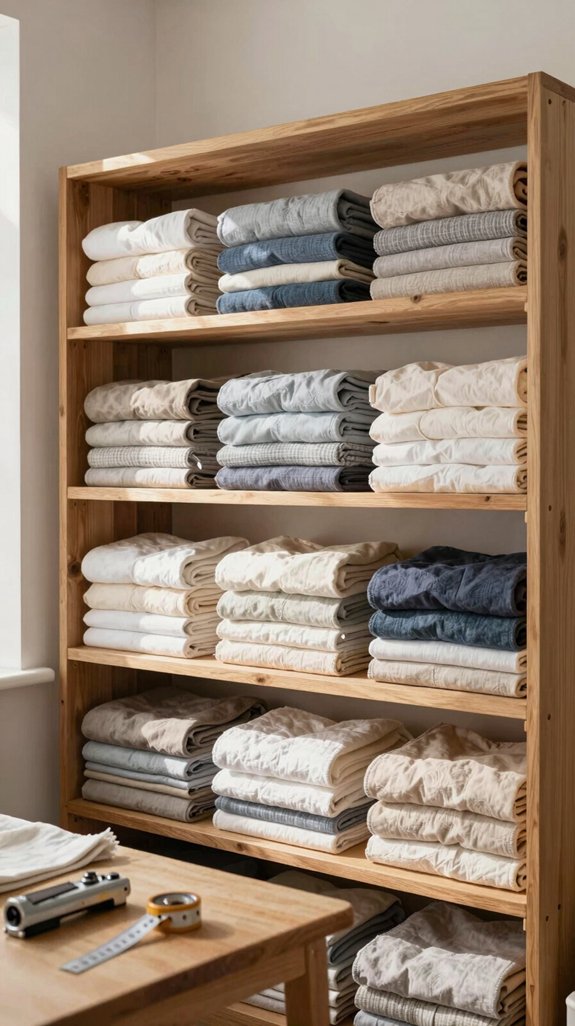 fabric bins neat shelves