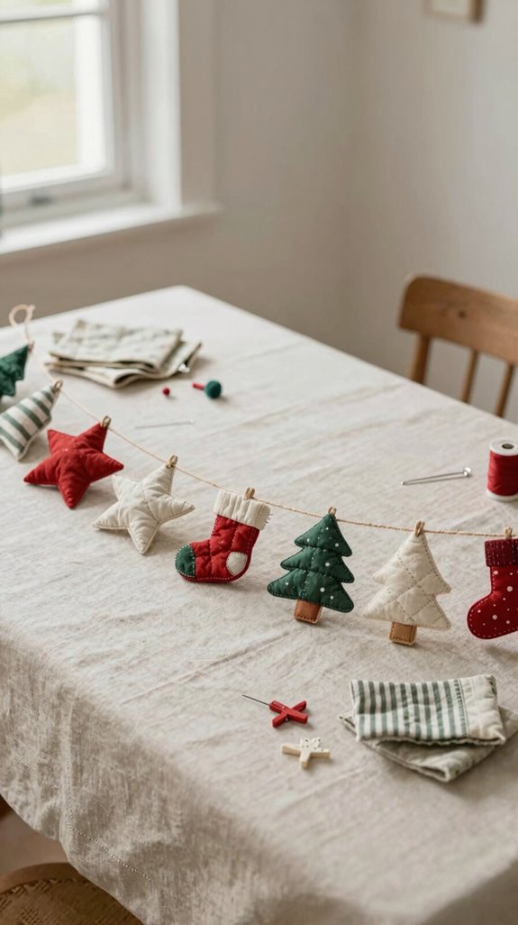 fabric christmas garland scrap stars