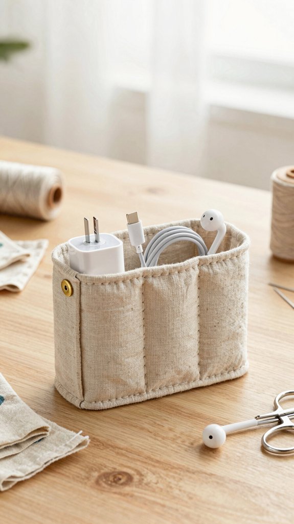 fabric cord organizer with elastic loops