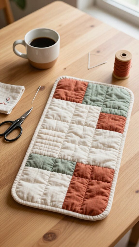fabric scrap mug rug