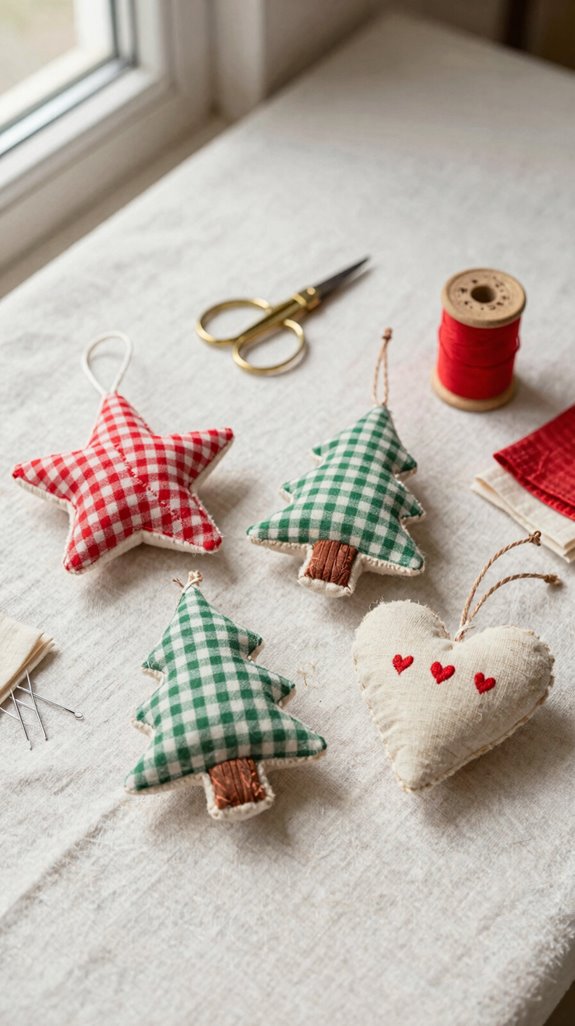 fabric scrap star ornament set