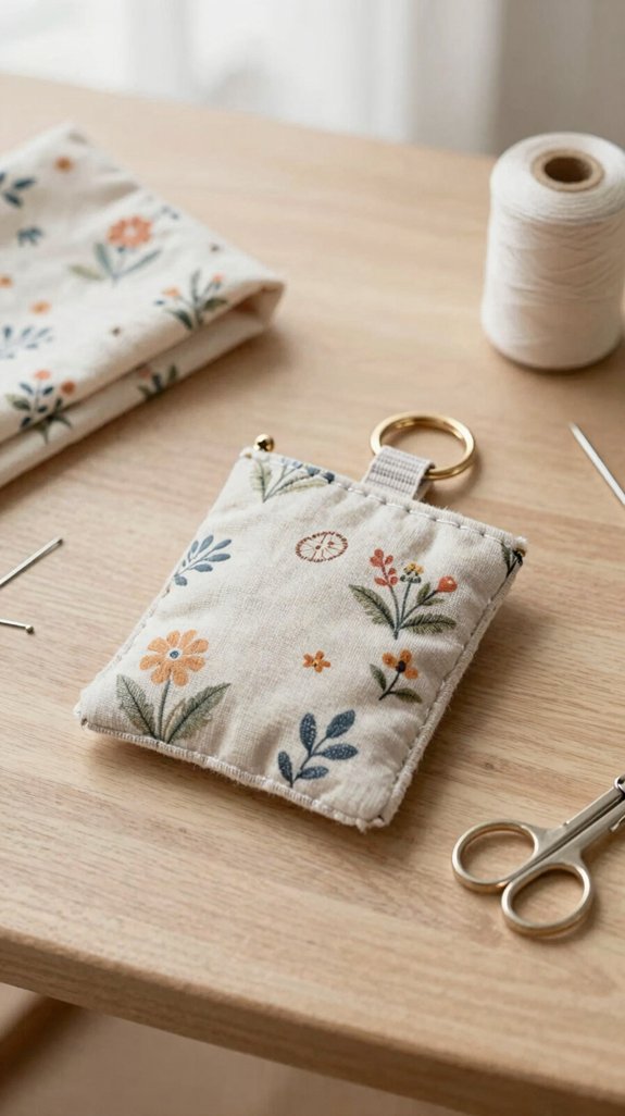 fabric strap pocket keychain tab