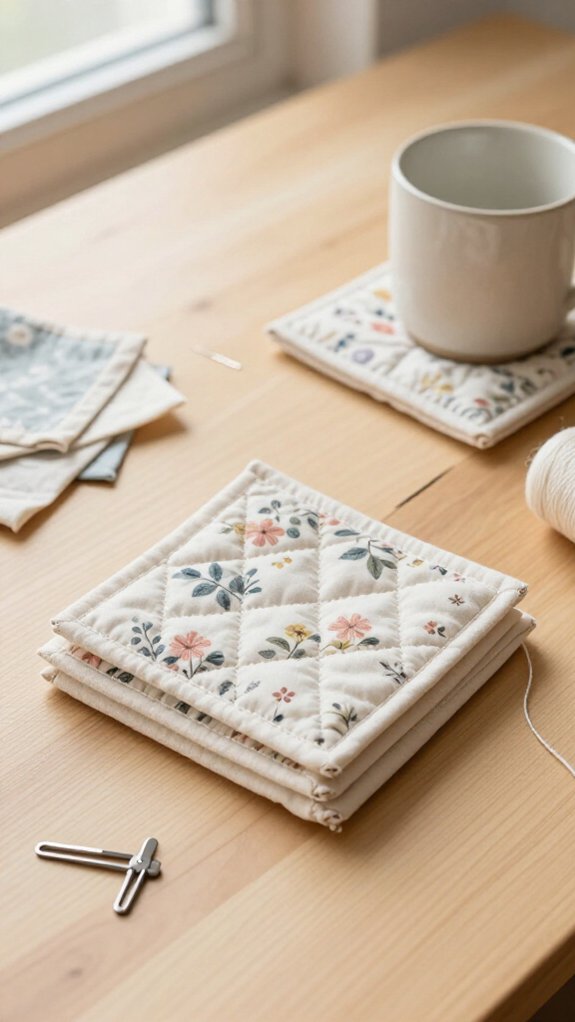 fast quilted fabric coasters