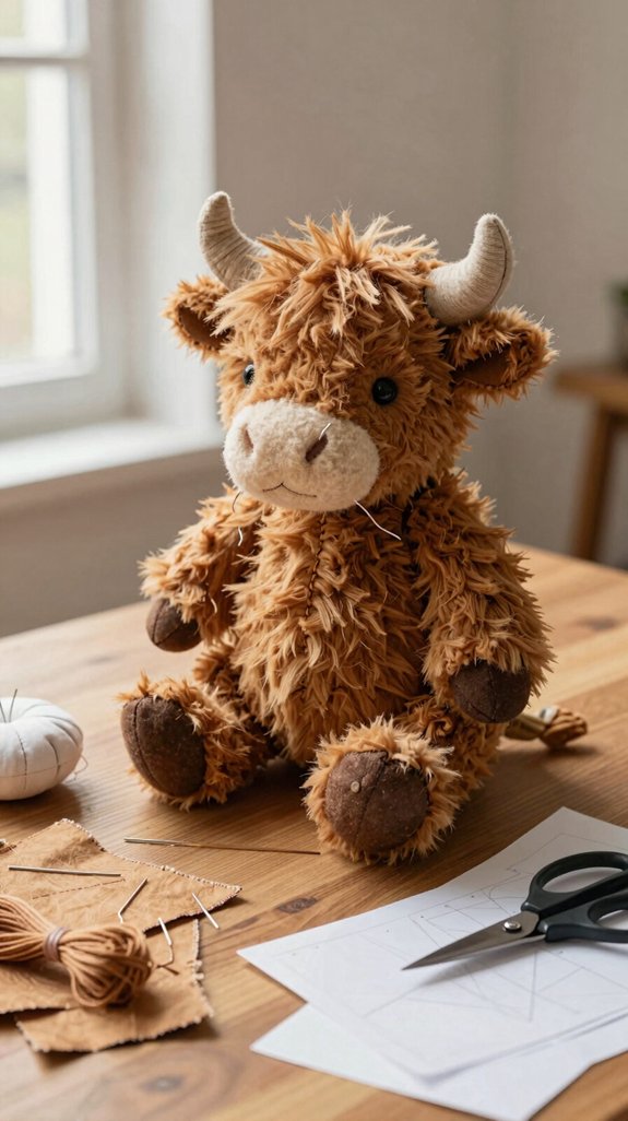fuzzy highland cow plush toy