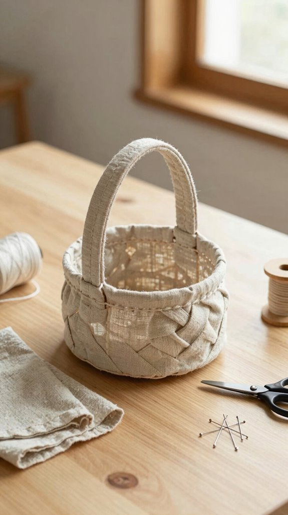 gathered fabric knot basket