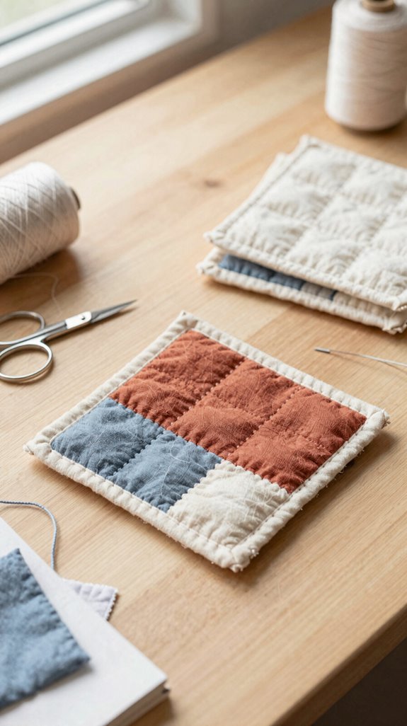 hand sewn fabric coasters with felt