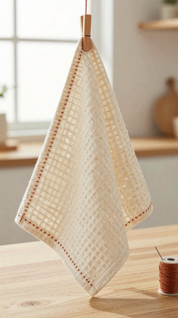 hand sewn hanging tea towel loop