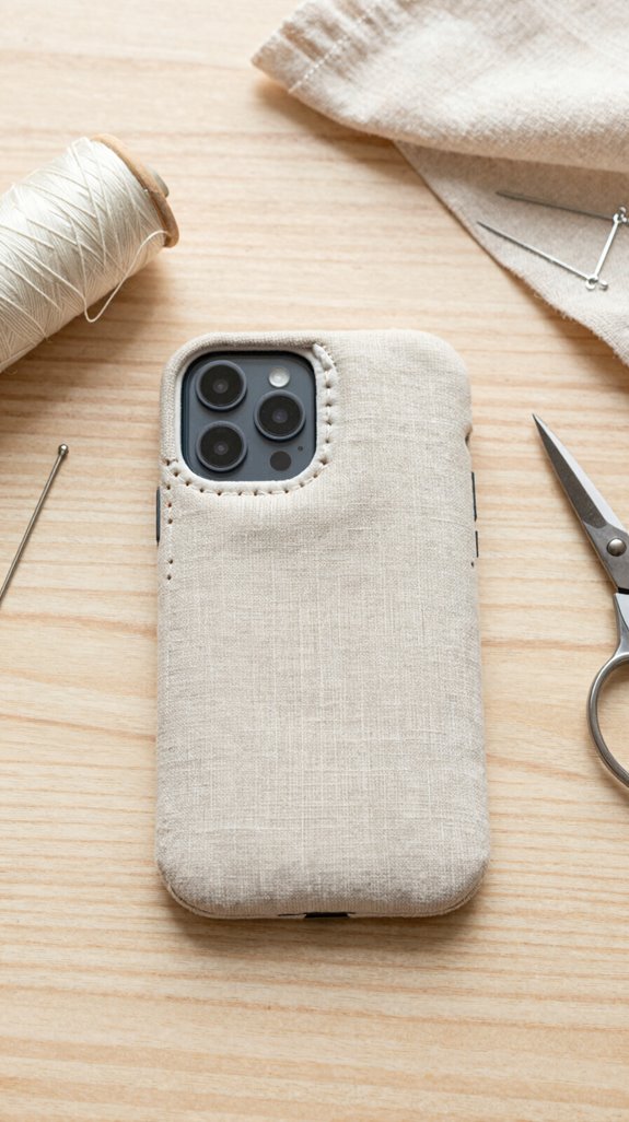 hand sewn phone sleeve flap