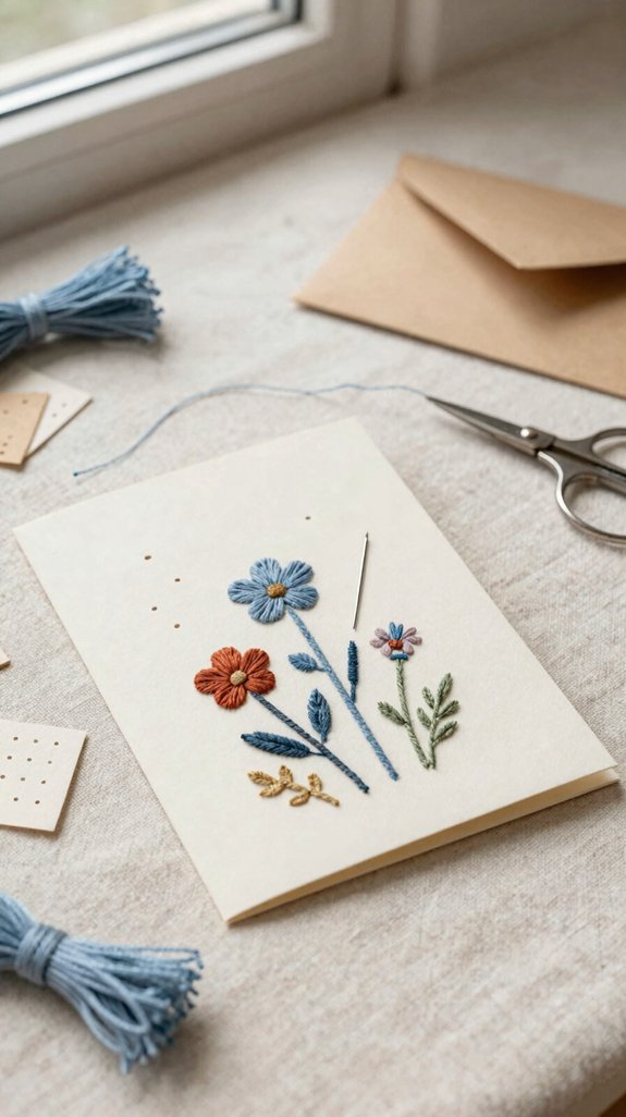 hand stitched textured greeting cards