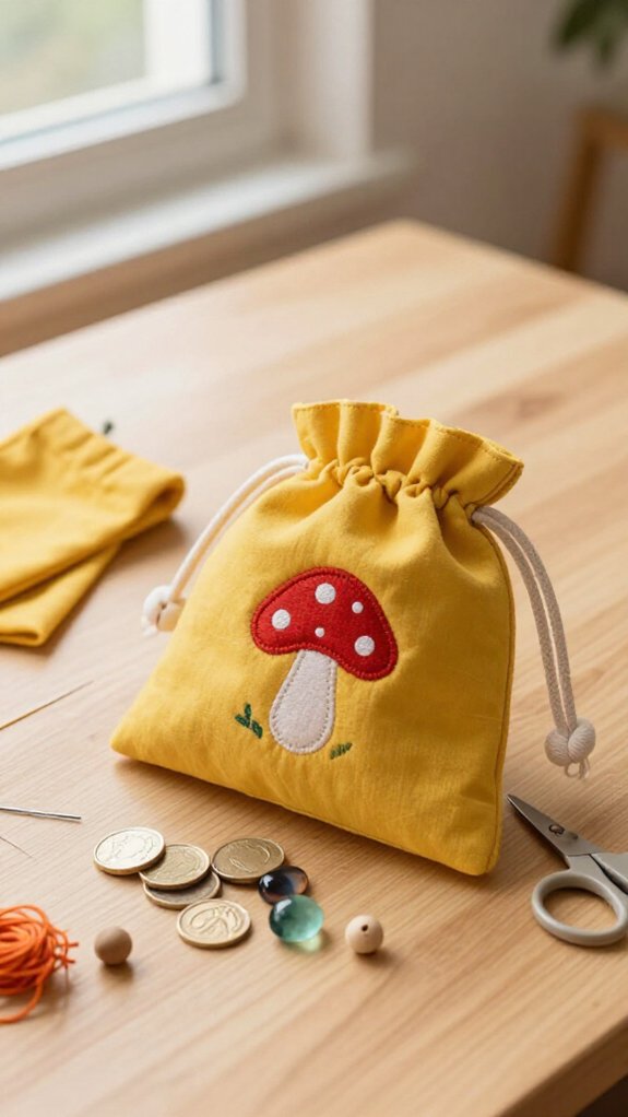 handmade drawstring treasure pouch