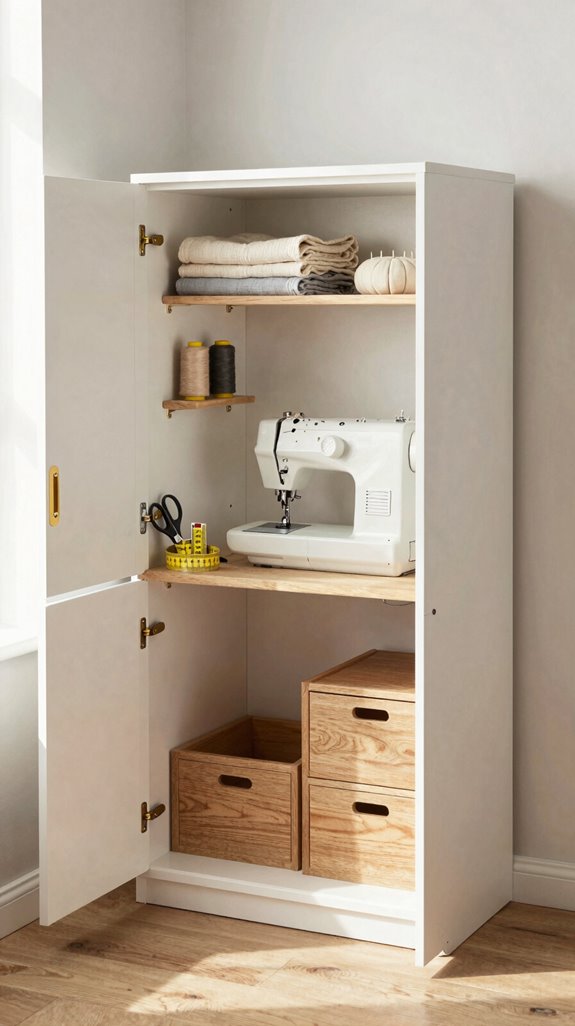 hidden fabric storage cabinet