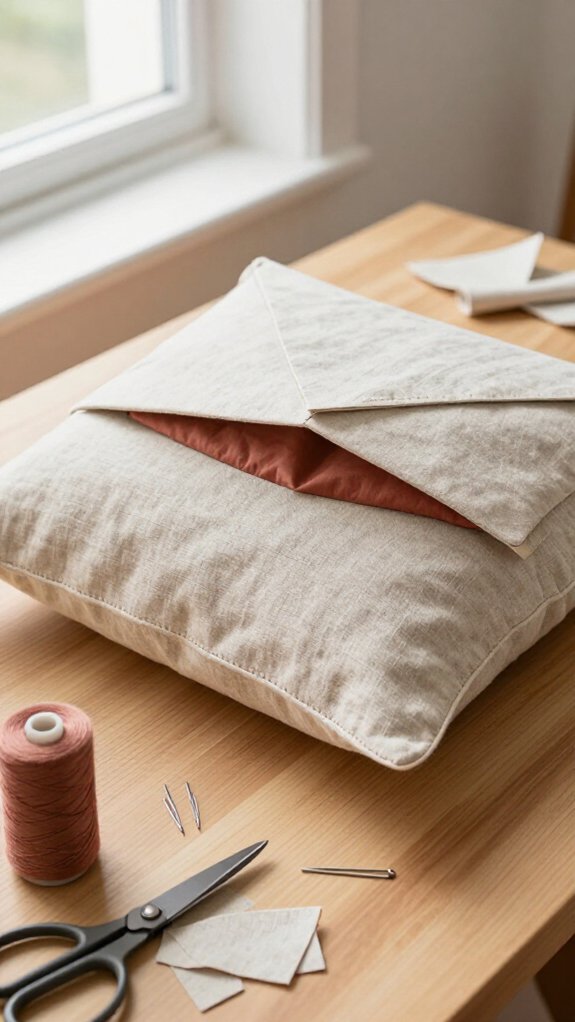 hidden stitch pillow envelope