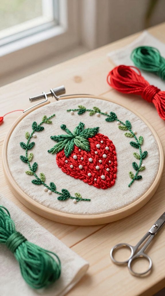 juicy strawberry embroidery gift