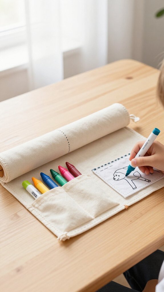 kid friendly crayon storage roll