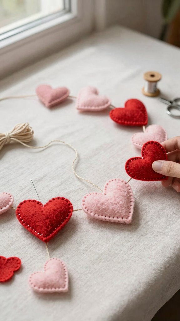 leftover fabric heart garland
