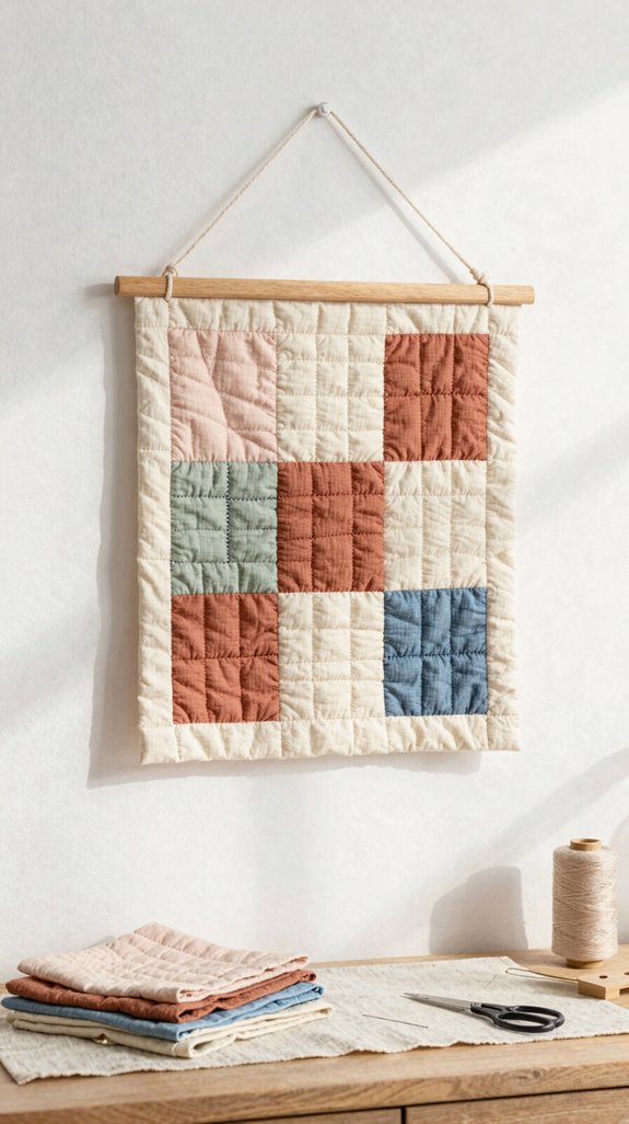 mini quilted fabric wall art